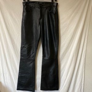 Classic Black Leather Bootcut Pants
